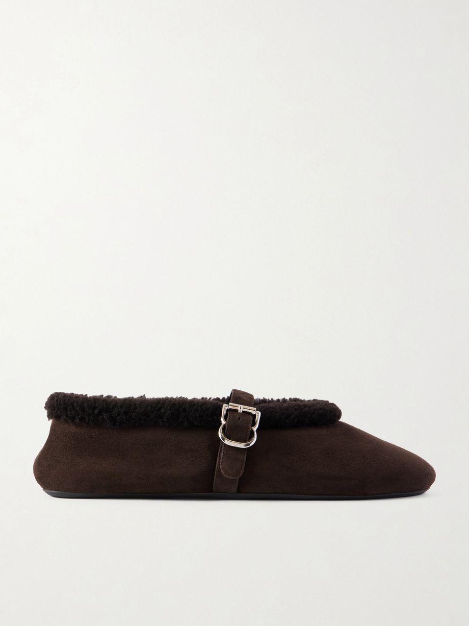 Buckled shearling ballet flats by ALAIA