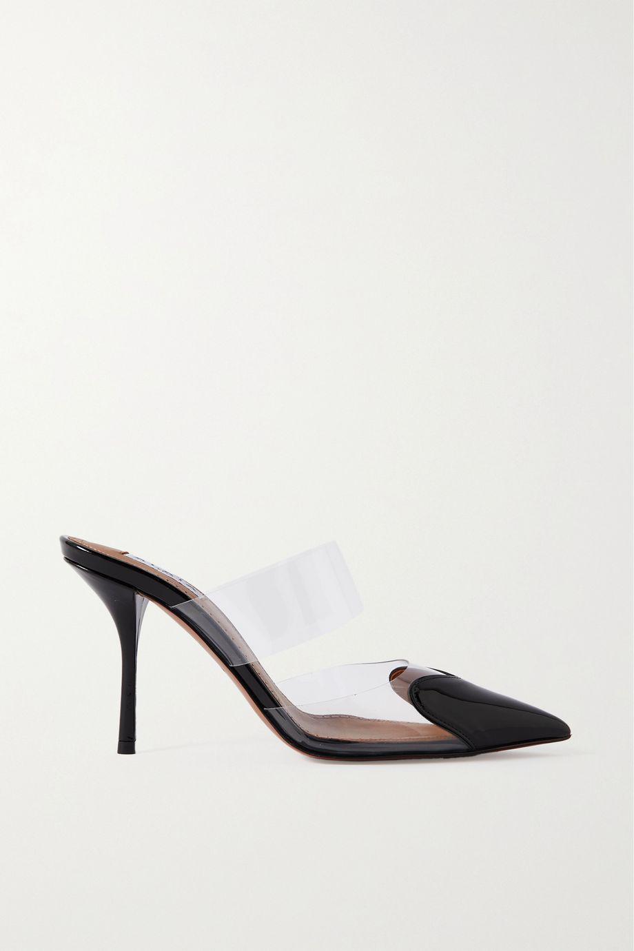 Cœur 90 PU and patent-leather point-toe mules by ALAIA Cœur 90 PU and patent-leather point-toe mules by ALAIA