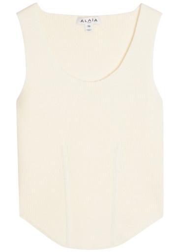 Corset fine-knit wool-blend vest top by ALAIA