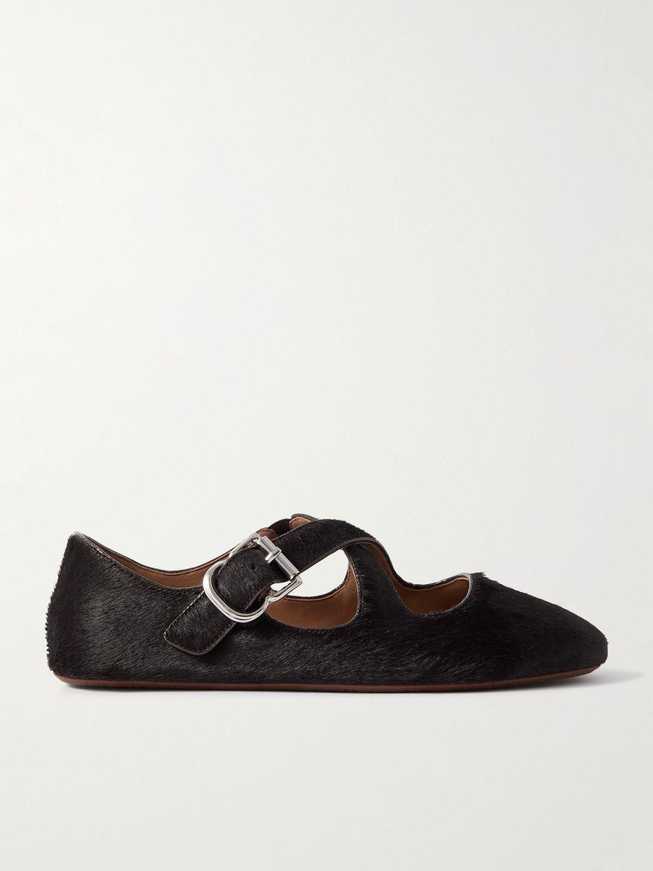 Criss Cross leather-trimmed calf hair ballet flats by ALAIA