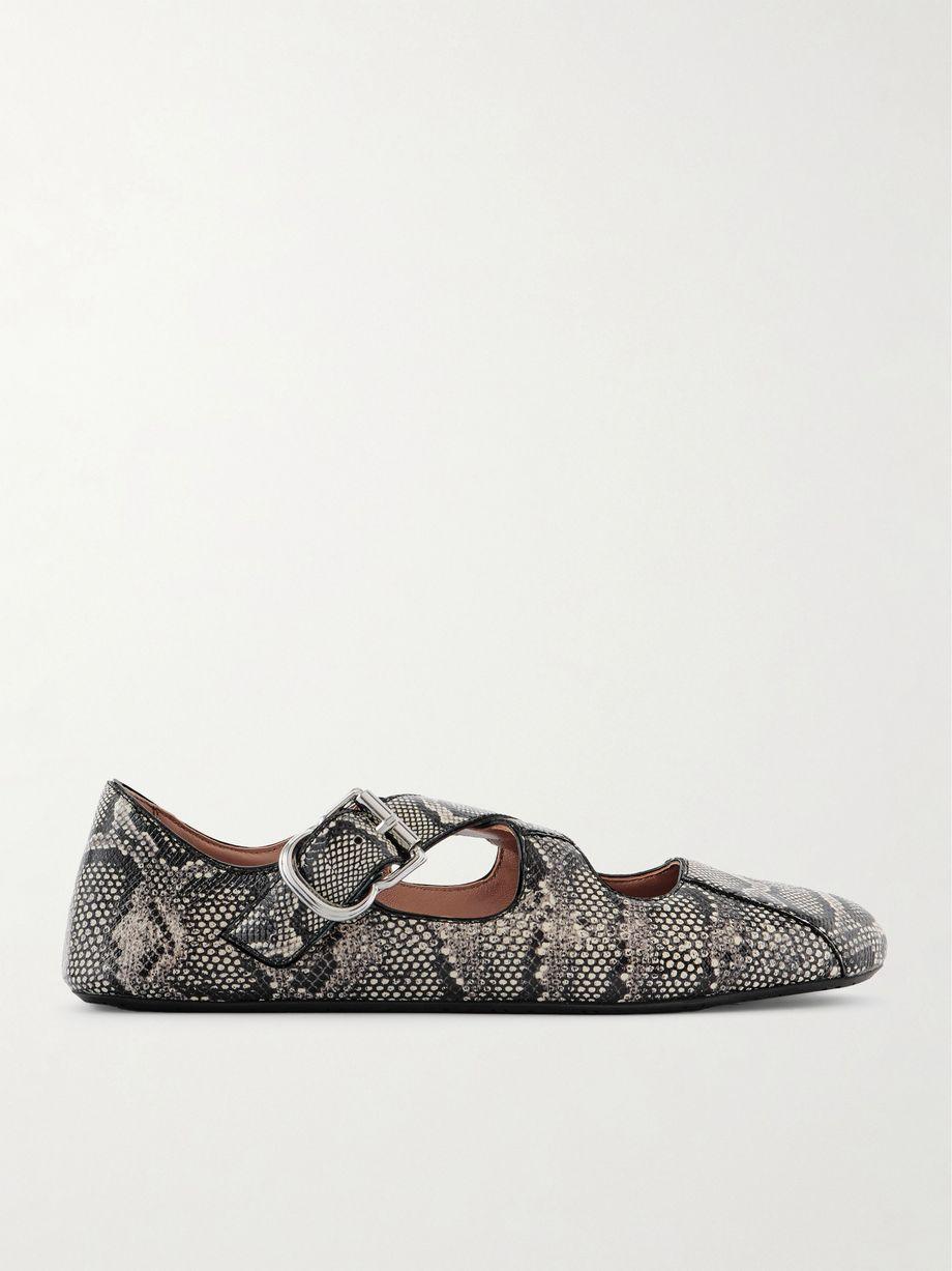 Criss Cross leather-trimmed snakeskin ballet flats by ALAIA