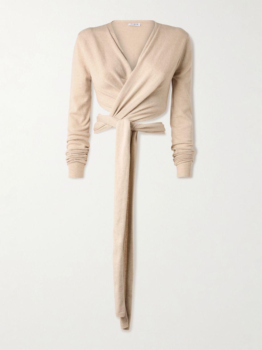 Cropped cashmere-blend wrap top by ALAIA