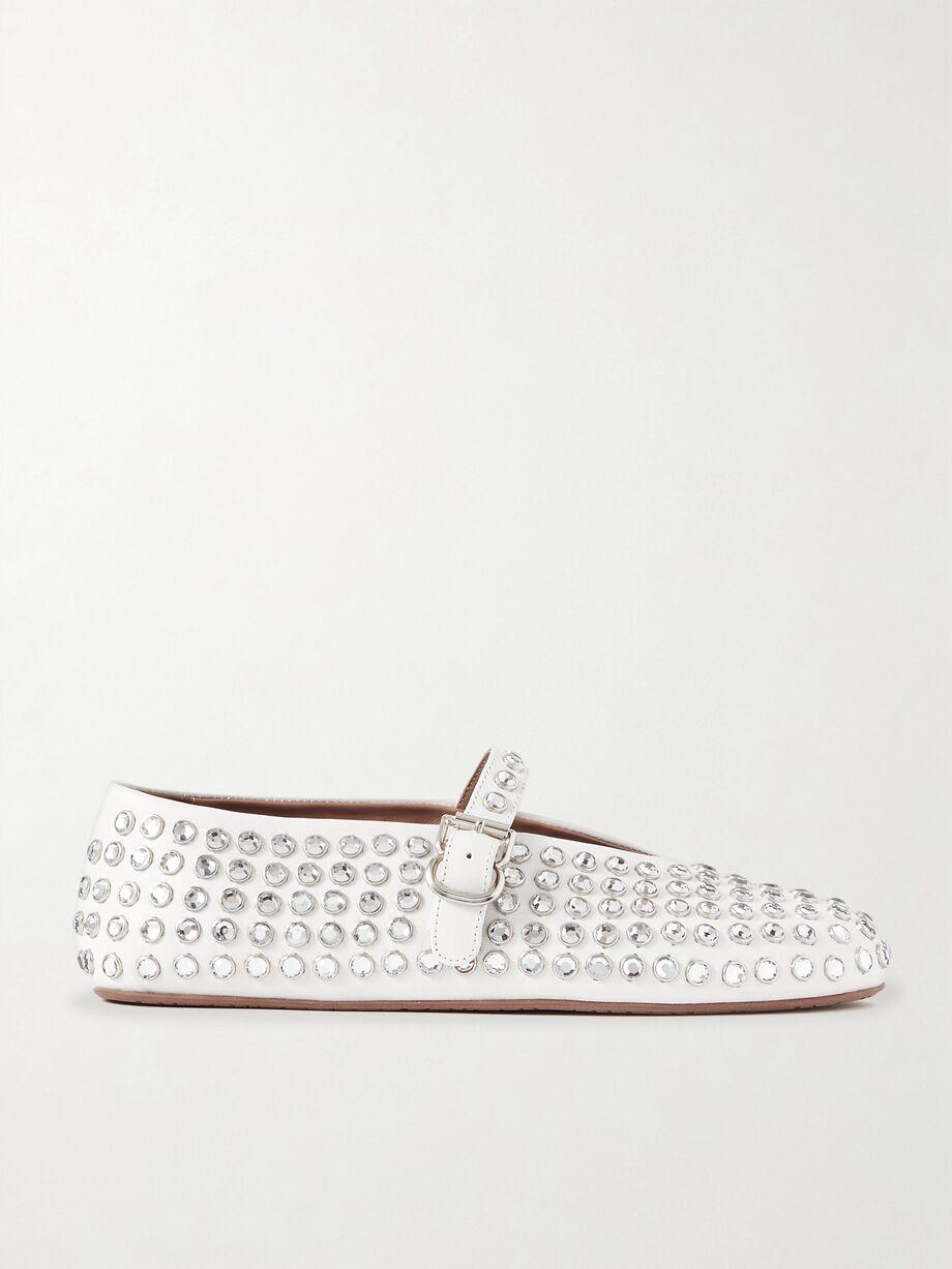 Crystal-embellished leather ballet flats by ALAIA