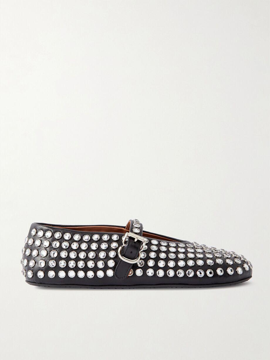 Crystal-embellished leather ballet flats by ALAIA
