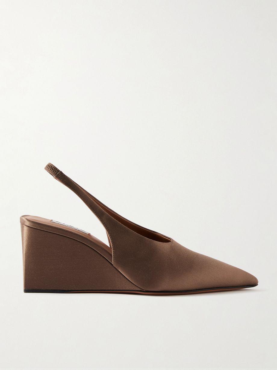 Cube 75 satin slingback wedge pumps by ALAIA