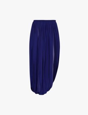 Draped one-balloon-leg high-rise woven trousers by ALAIA Draped one-balloon-leg high-rise woven trousers by ALAIA