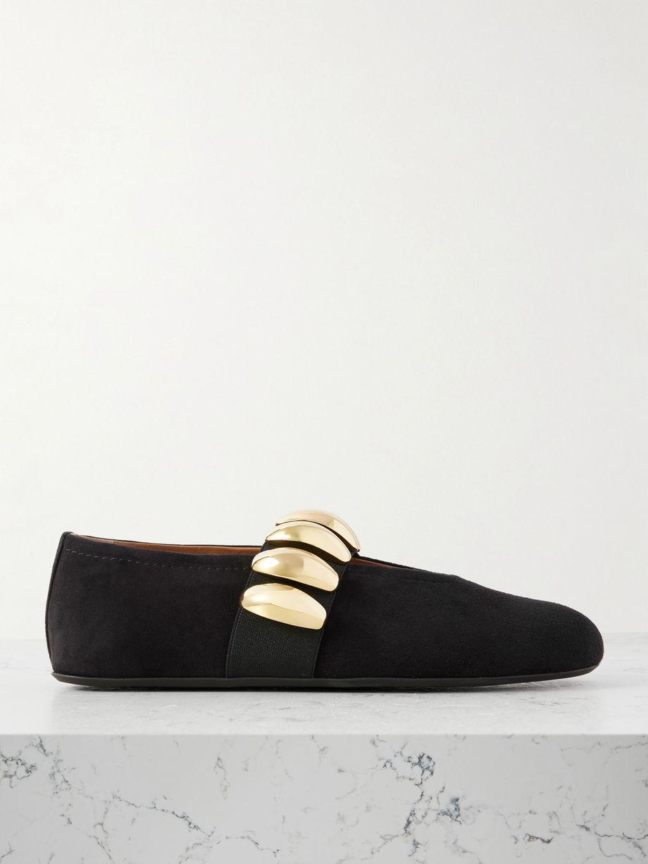 Embellished suede ballet flats by ALAIA