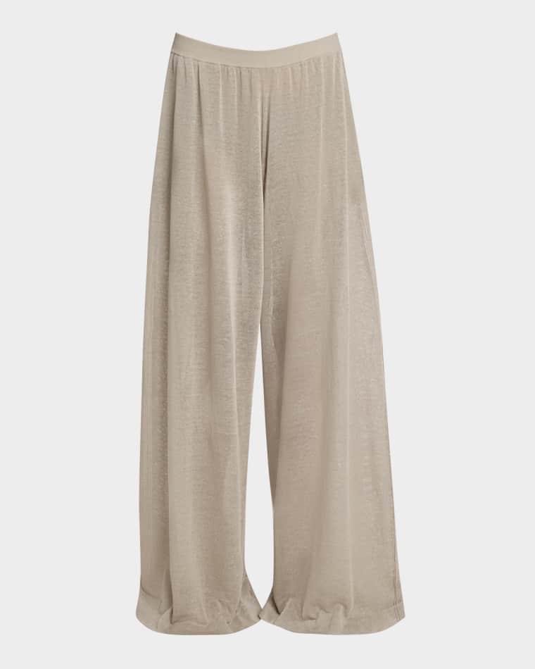 Flowy Silk Linen Knit Pants by ALAIA