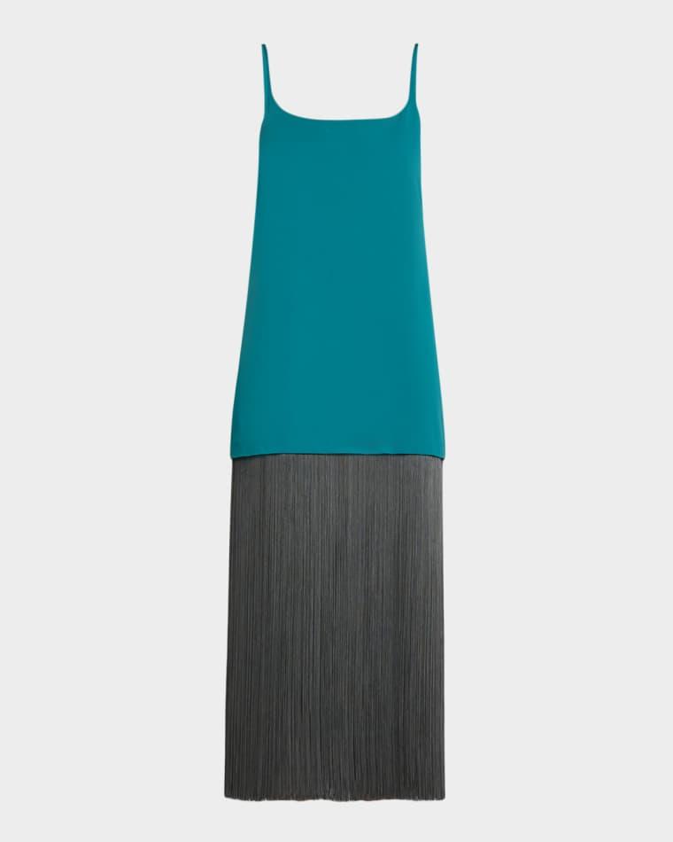 Fringe Poplin Maxi Slip Dress by ALAIA