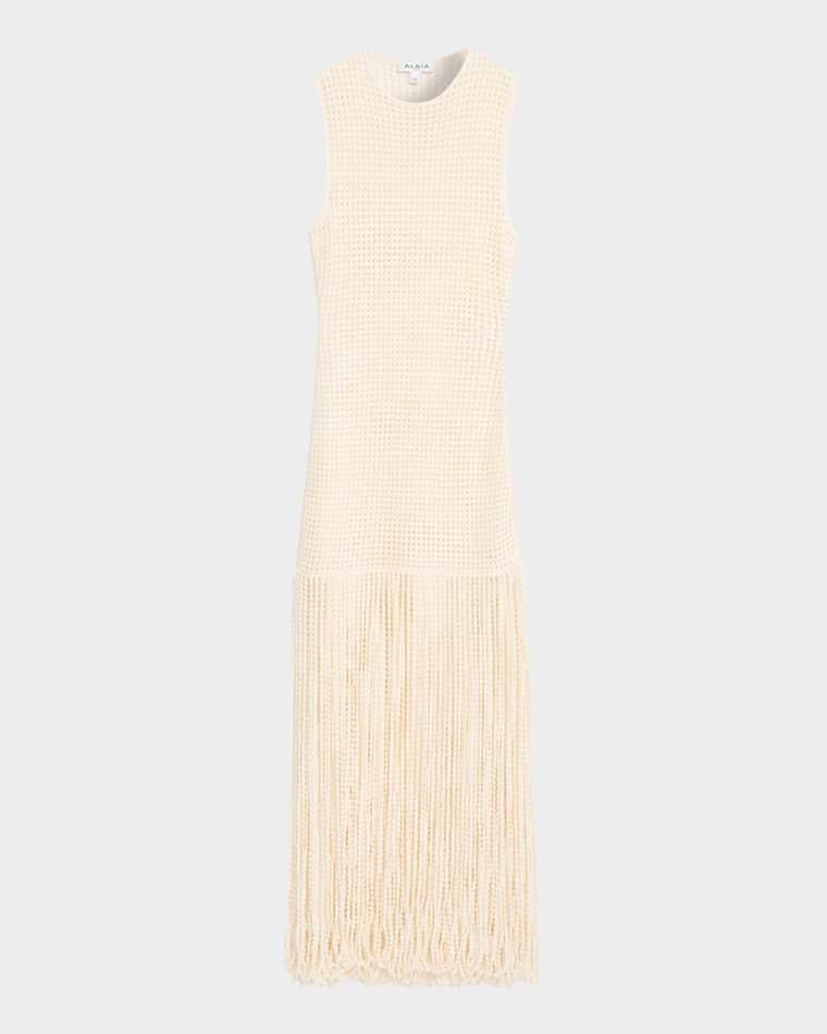 Fringed Open-Knit Maxi Dress by ALAIA