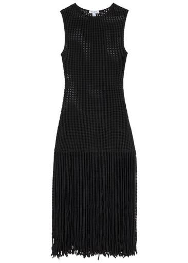 Fringed open-knit midi dress by ALAIA