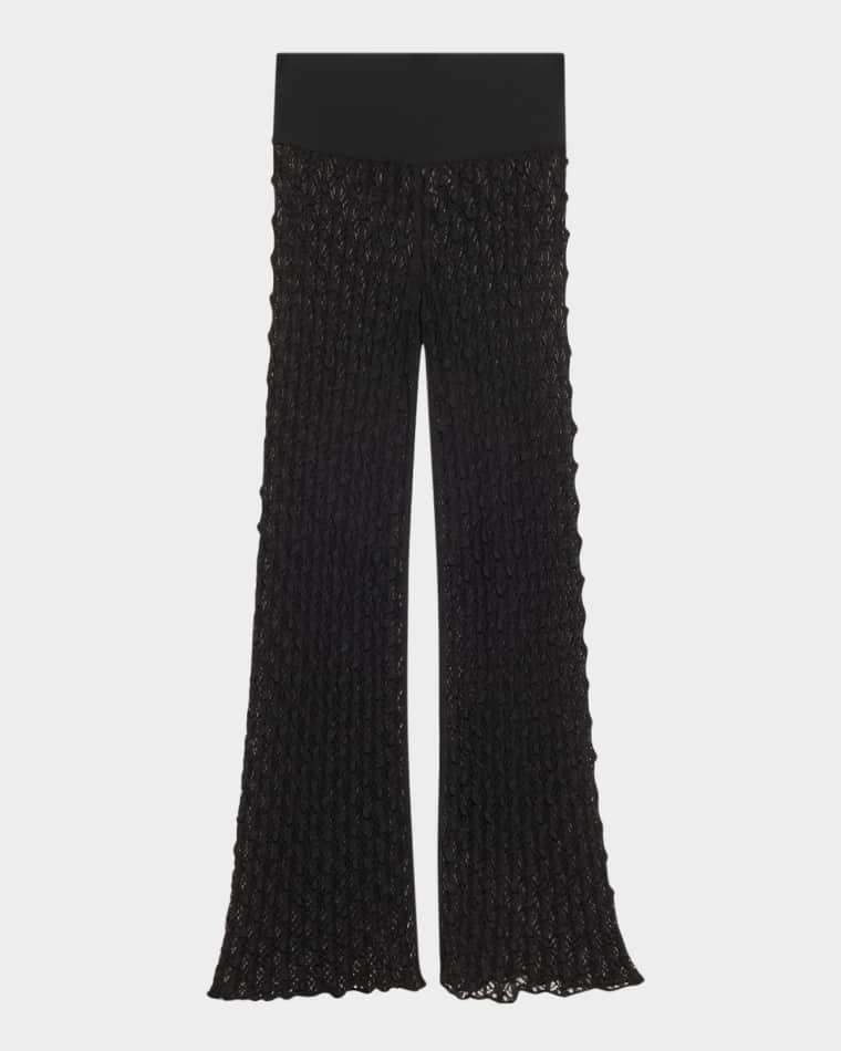 Geometric Lace Sheer Flared Pants by ALAIA