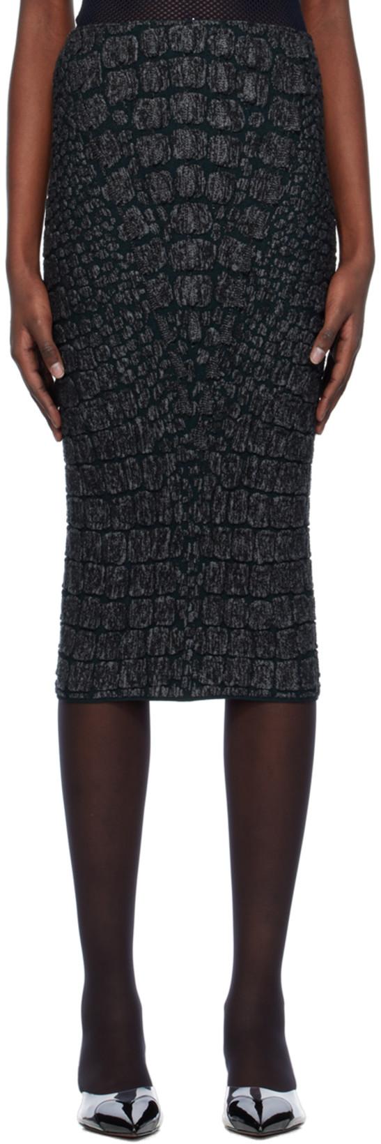 Gray Croc-Effect Midi Skirt by ALAIA