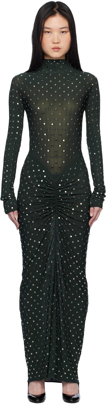 Green Draped Maxi Dress by ALAIA