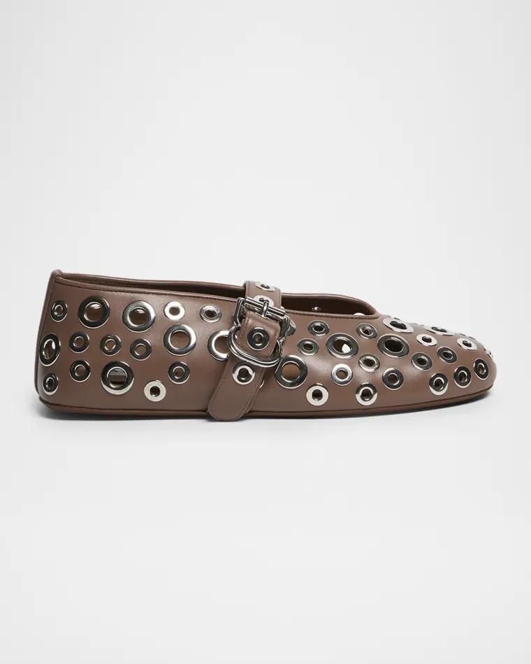 Grommet Leather Ballet Flats by ALAIA