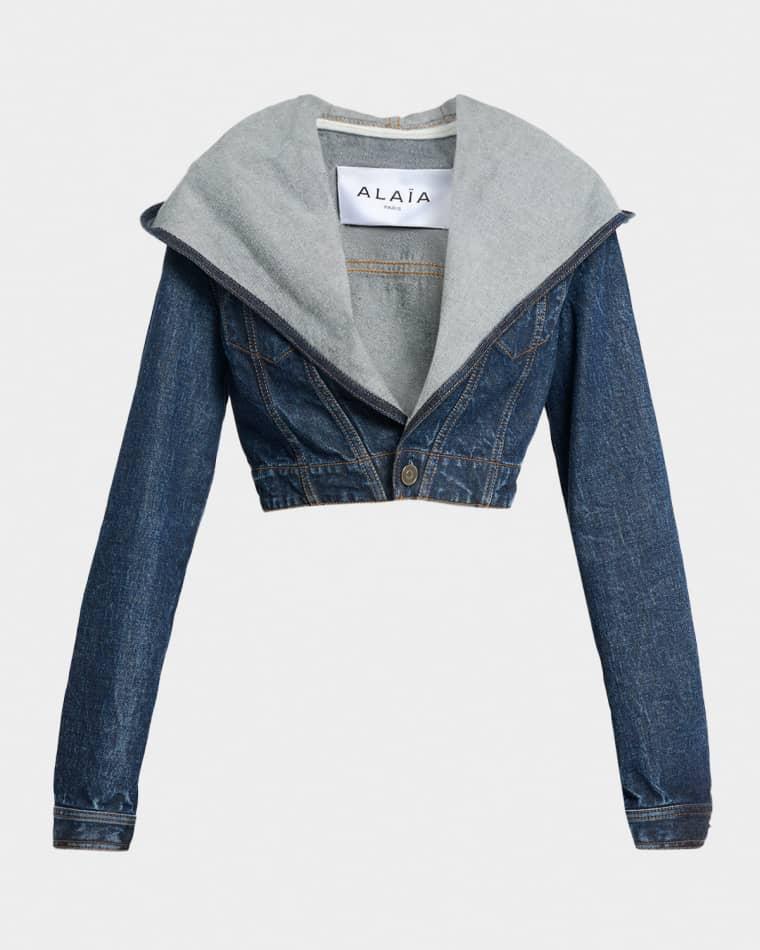Hooded Cropped Denim Jacket by ALAIA