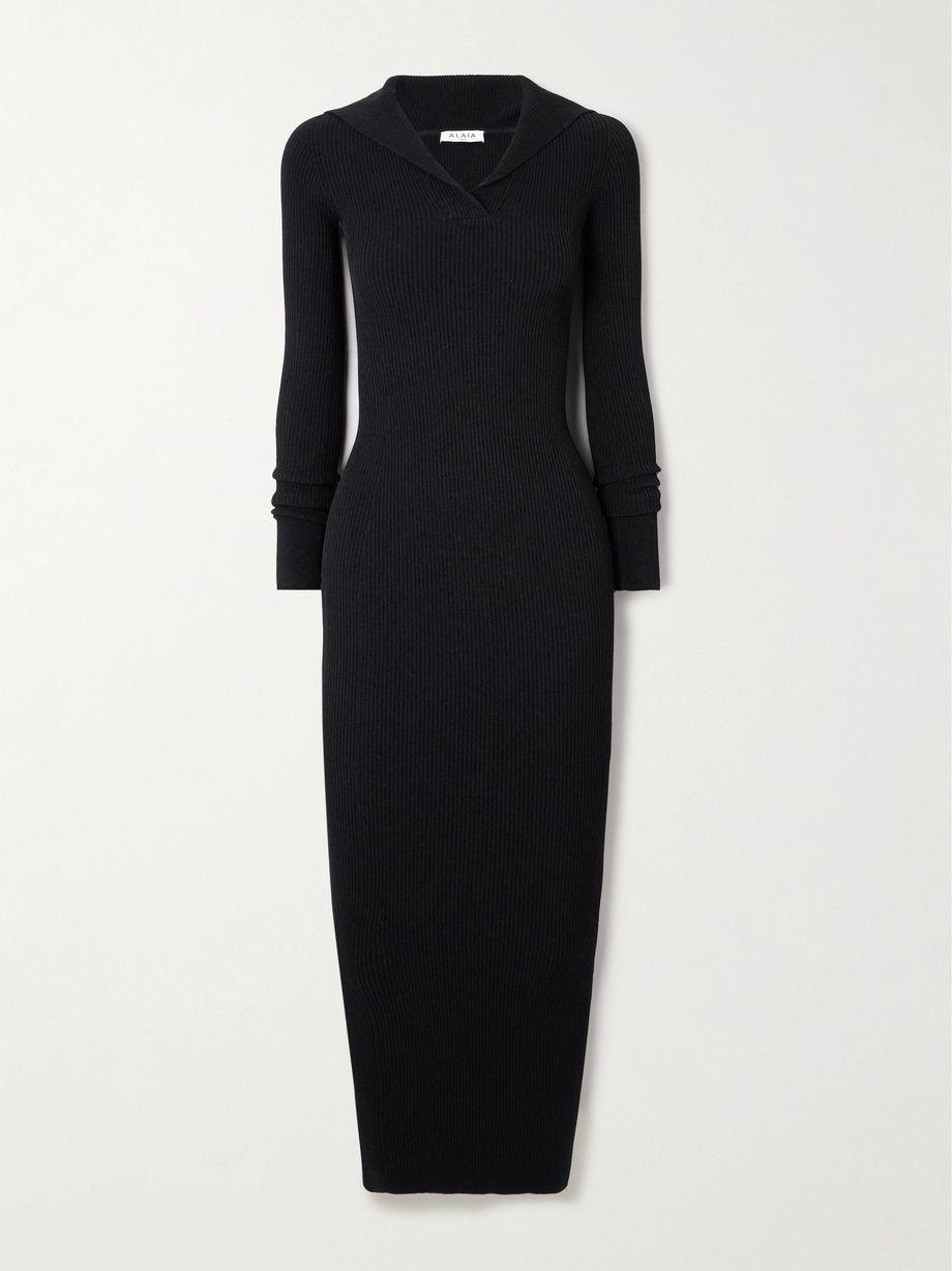Hooded ribbed-knit midi dress by ALAIA