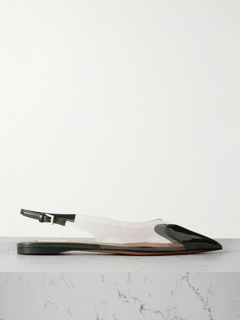 Le Cœur PU and patent-leather slingback point-toe flats by ALAIA