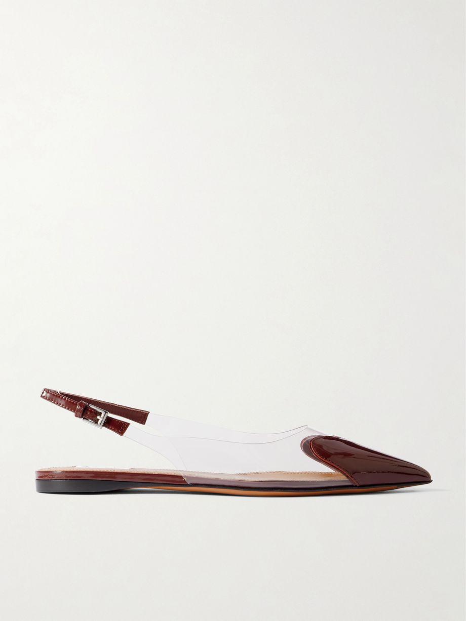 Le Cœur PU and patent-leather slingback point-toe flats by ALAIA