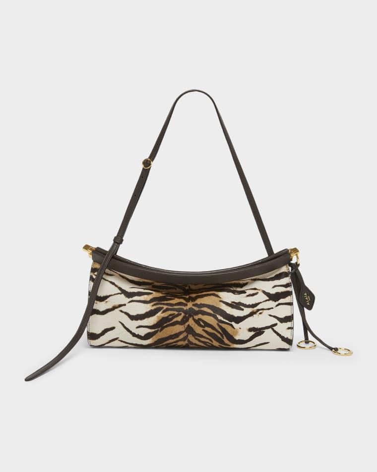 Le Click Tiger-Print Calf Hair East-West Shoulder Bag by ALAIA