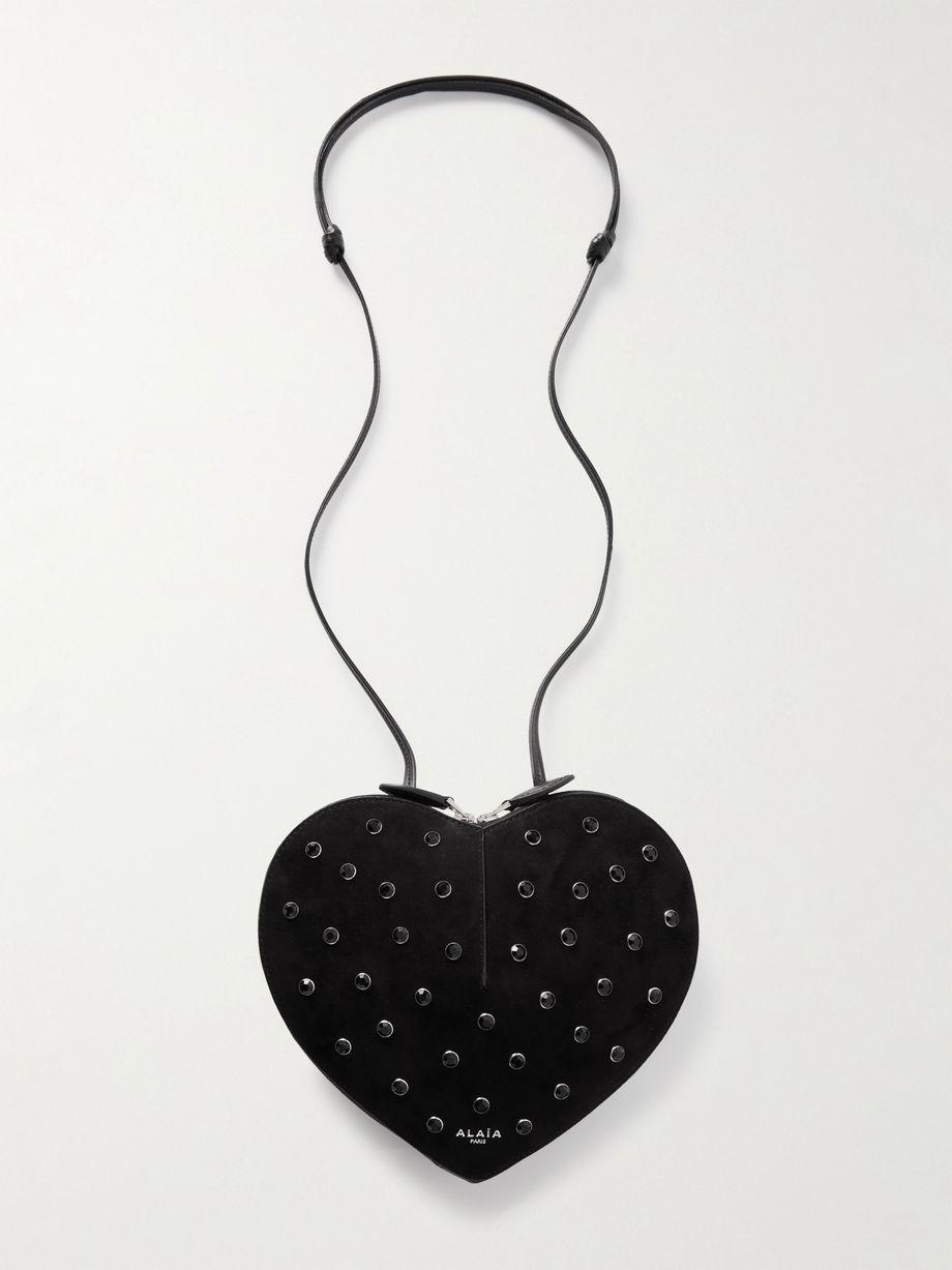 Le Coeur crystal-embellished suede shoulder bag by ALAIA