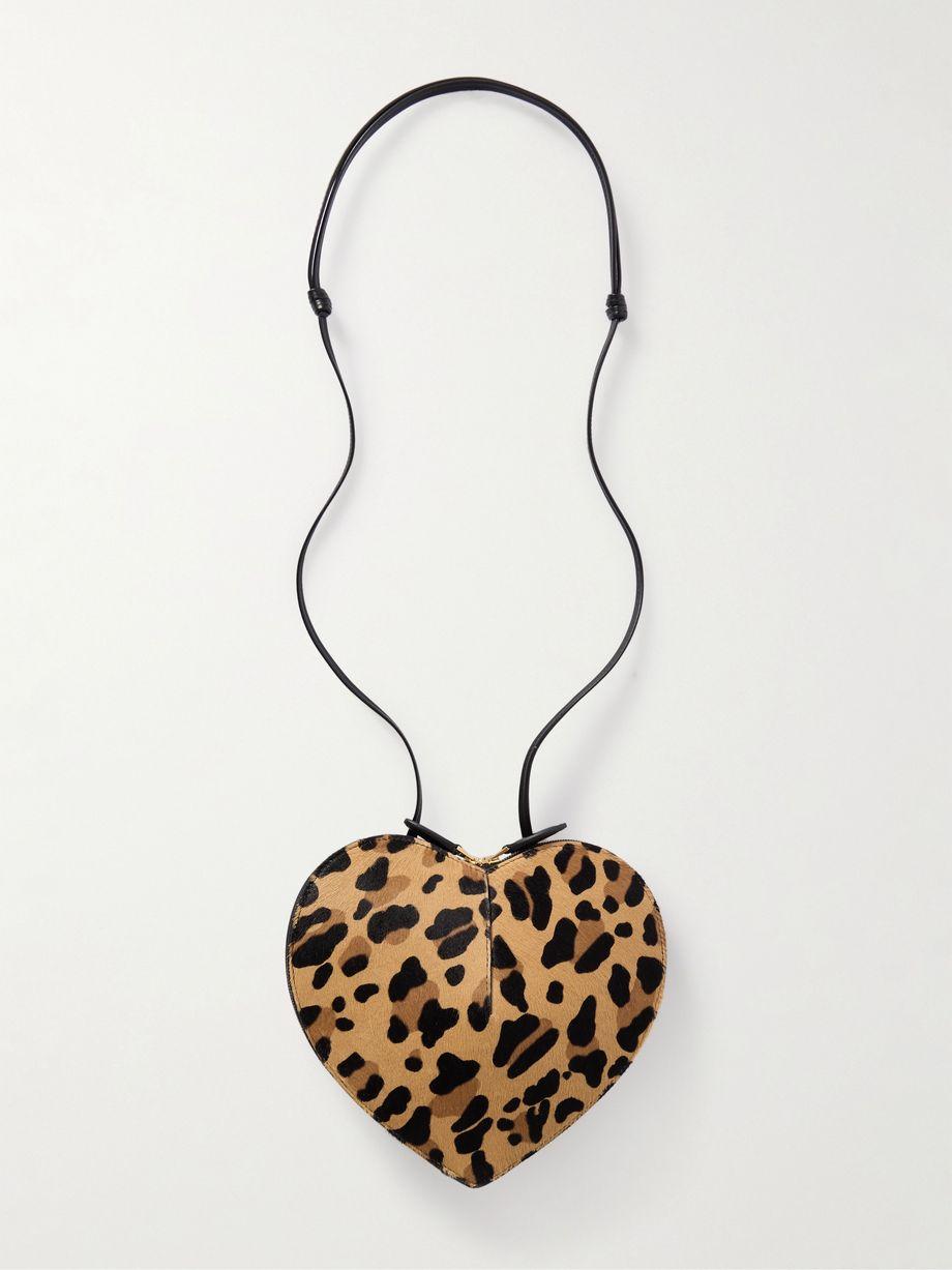 Le Coeur leopard-print leather-trimmed calf hair shoulder bag by ALAIA