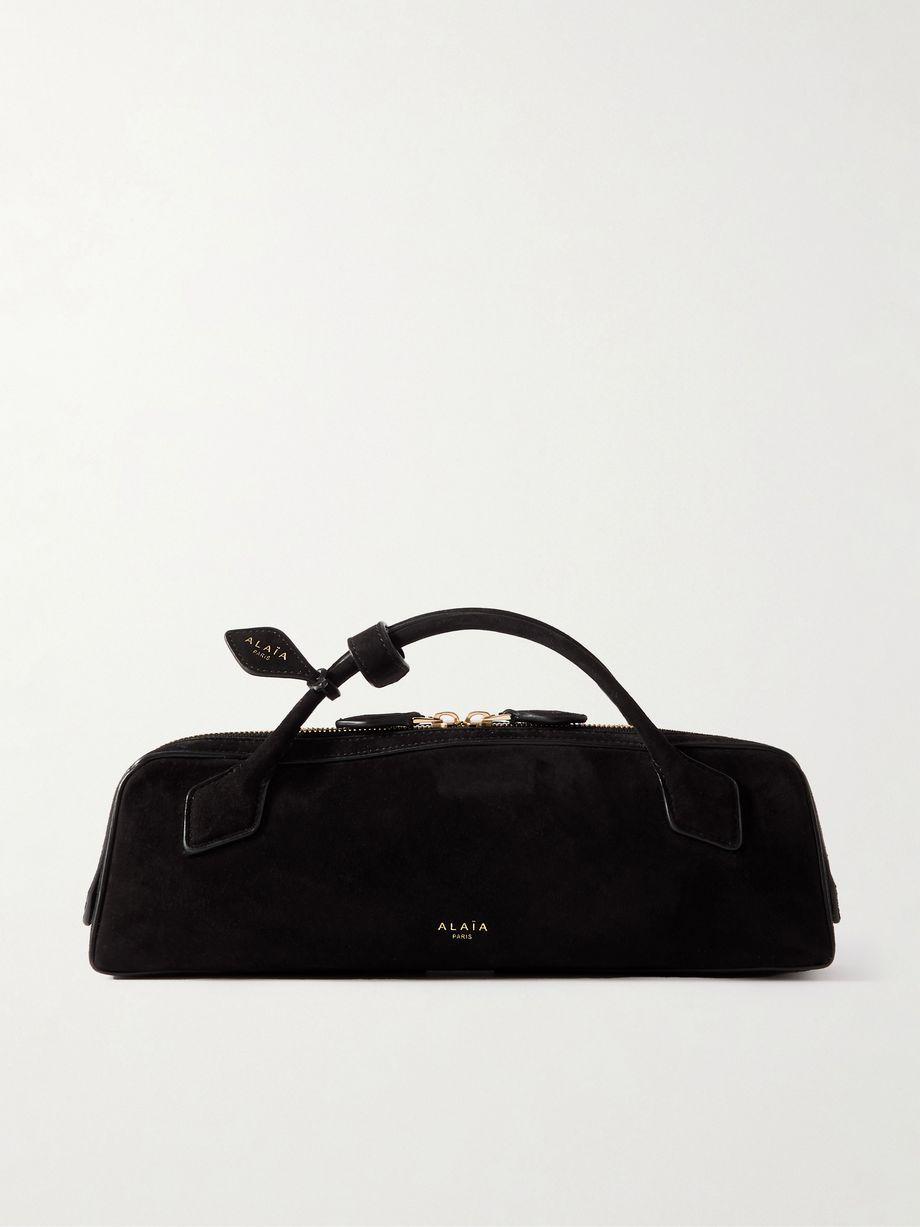 Le Teckel leather-trimmed suede clutch by ALAIA