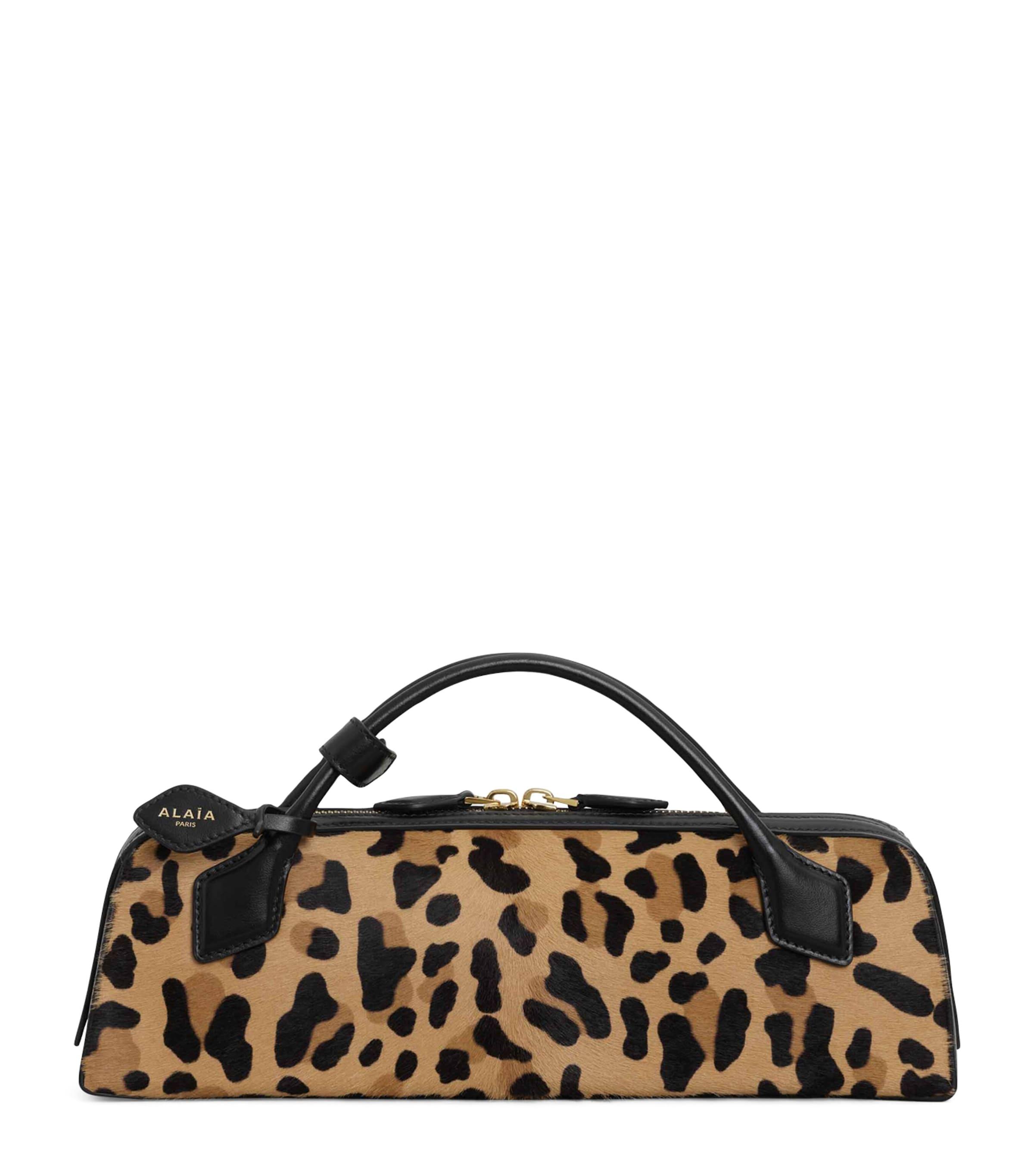 Leather Leopard Print Le Teckel Clutch Bag by ALAIA