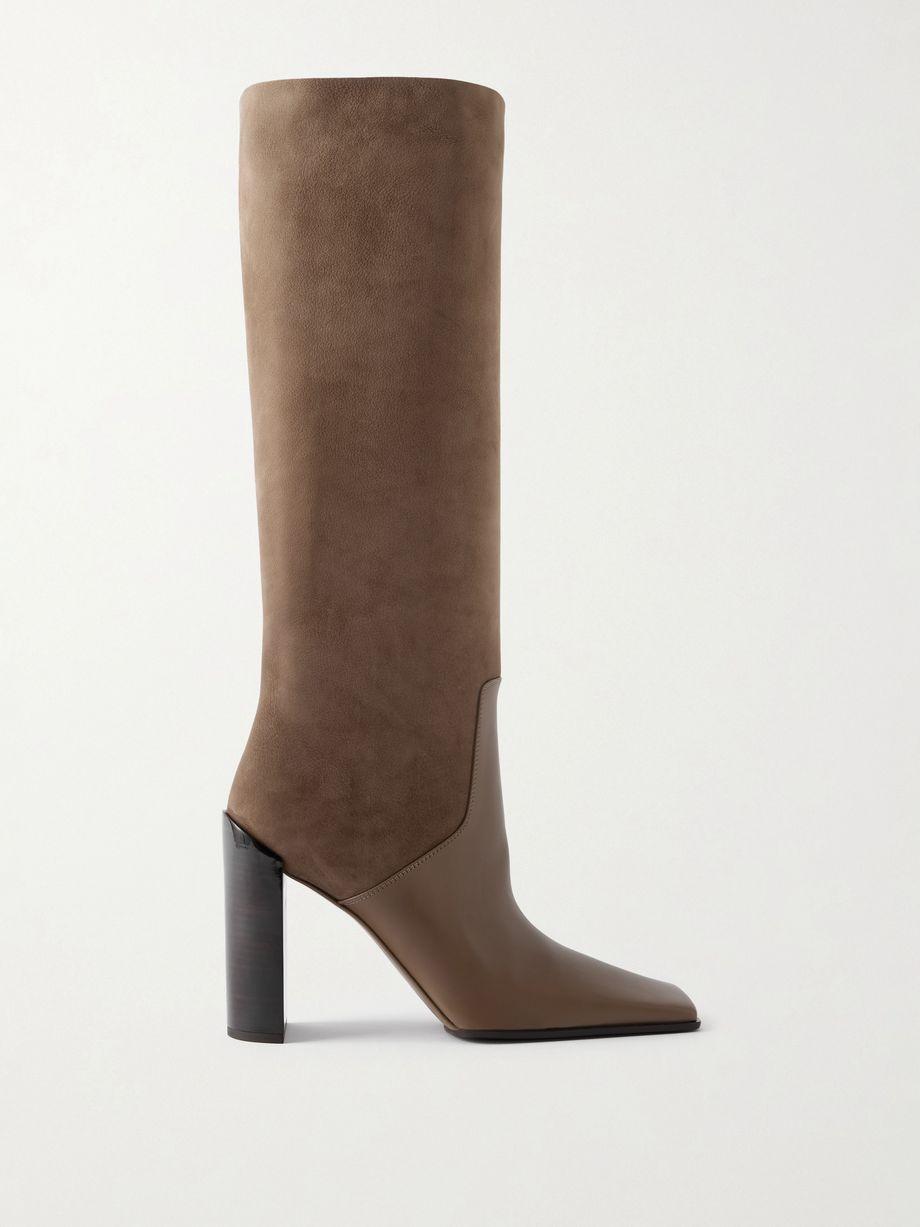 Leather and nubuck knee boots by ALAIA