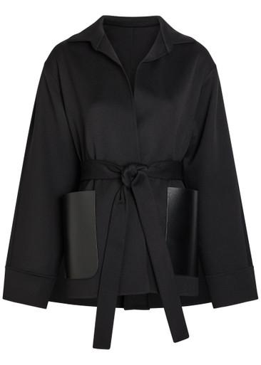 Leather and wool wrap jacket by ALAIA