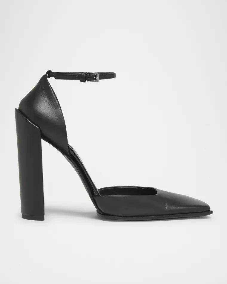 Leather d'Orsay Square-Toe Pumps by ALAIA