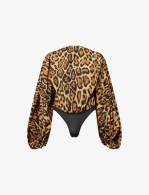 Leopard-Print Backless Nylon Body by ALAIA