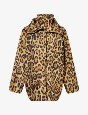 Leopard-Print Funnel-Neck Nylon Coat by ALAIA