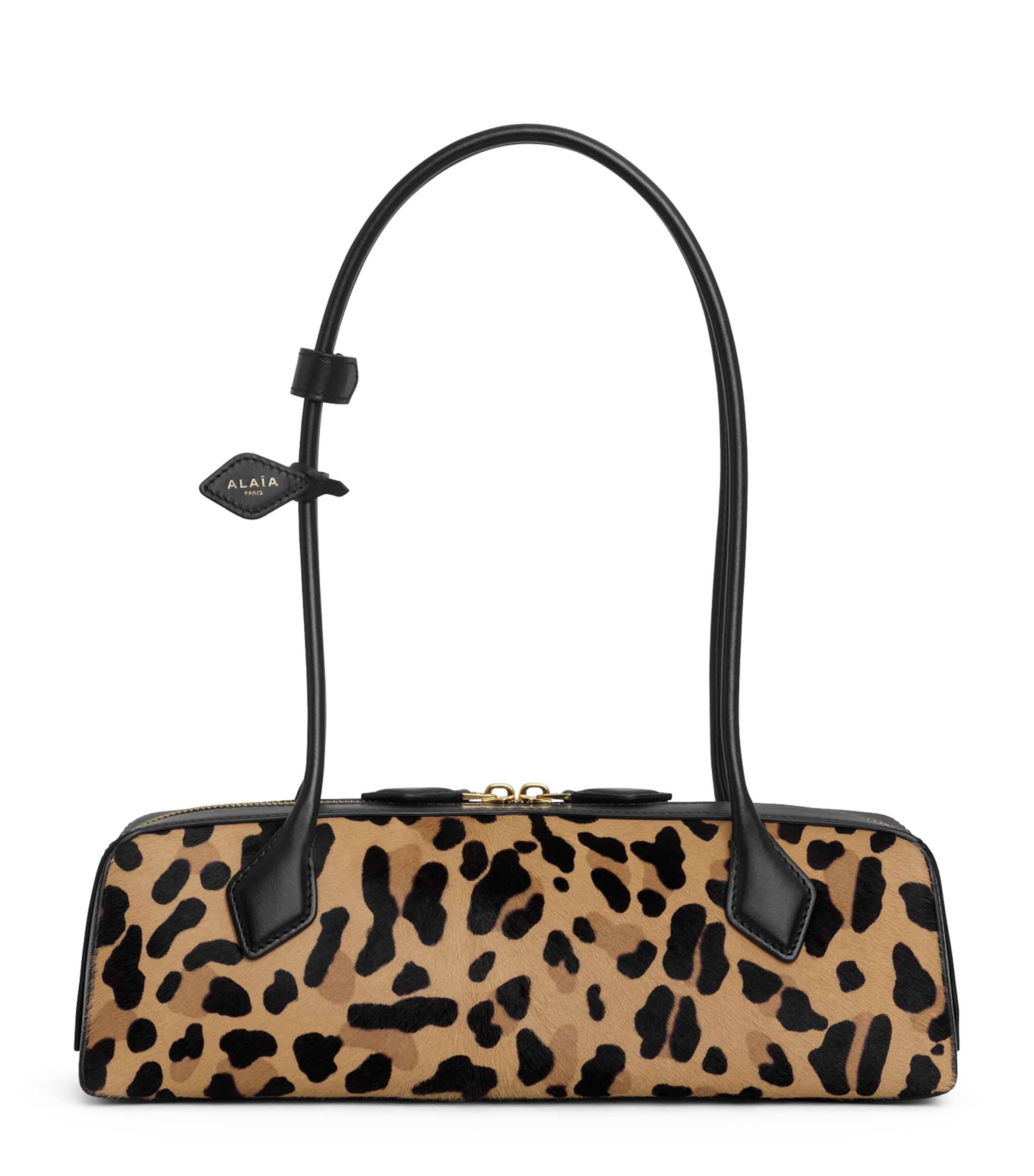Medium Leather Leopard Print Teckel Shoulder Bag by ALAIA