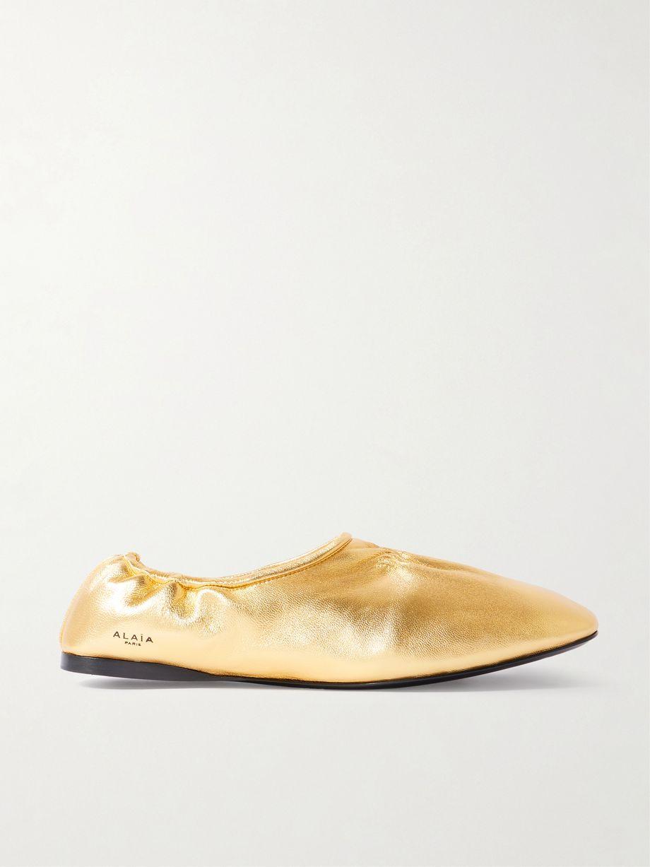 Metallic leather ballet flats by ALAIA