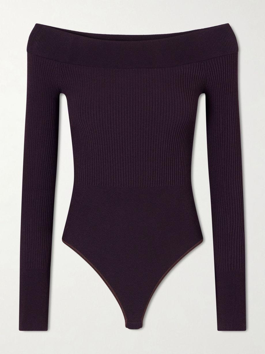 Off-the-shoulder ribbed-knit bodysuit by ALAIA