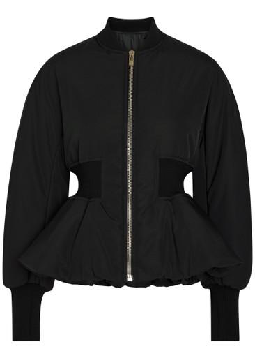 Padded peplum-hem woven bomber jacket by ALAIA
