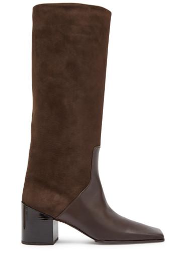 Panelled 55 nubuck knee-high boots by ALAIA