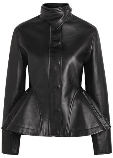 Panelled peplum leather jacket by ALAIA