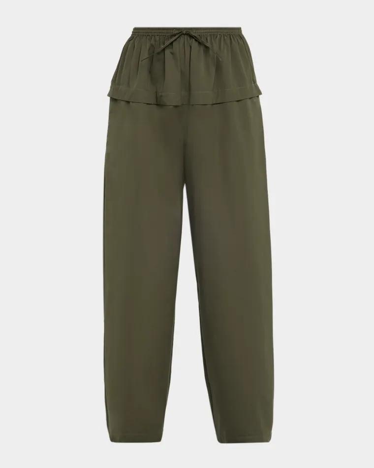 Peplum Wide-Leg Drawstring Pants by ALAIA