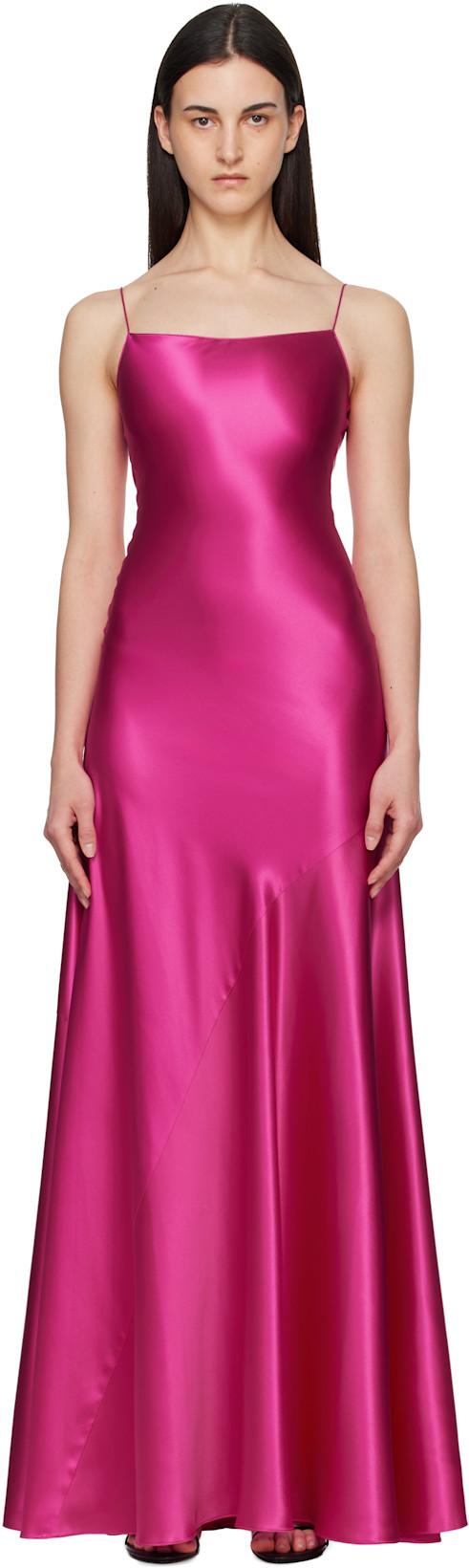 Pink Slip Silk Maxi Dress by ALAIA