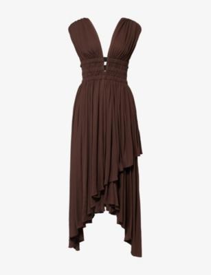 Plunge V-Neck Jersey Midi Dress by ALAIA