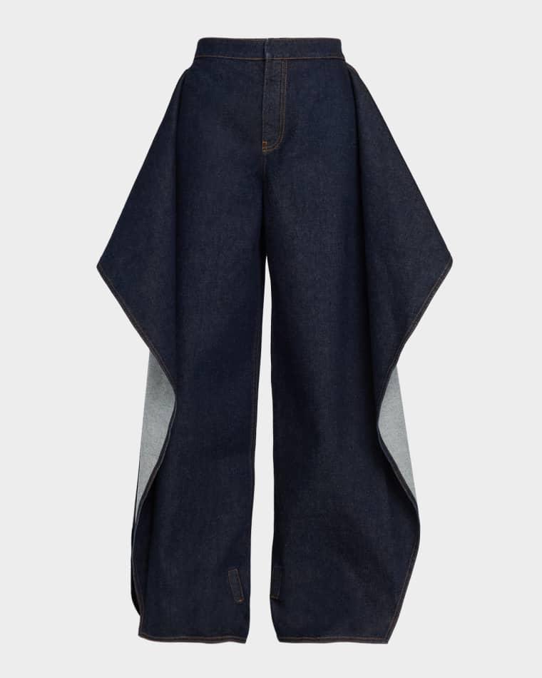 Ruffle Flap Wide-Leg Denim Pants by ALAIA