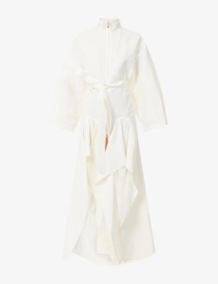 Ruffle-Hem Belted Poplin Jumpsuit by ALAIA