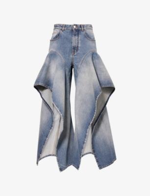 Ruffle-Hem Mid-Rise Denim Jeans by ALAIA