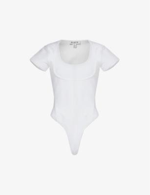 Scoop-neck slim-fit cotton-jersey body by ALAIA