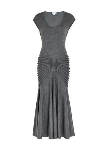 Sculpting ruched wool midi dress by ALAIA