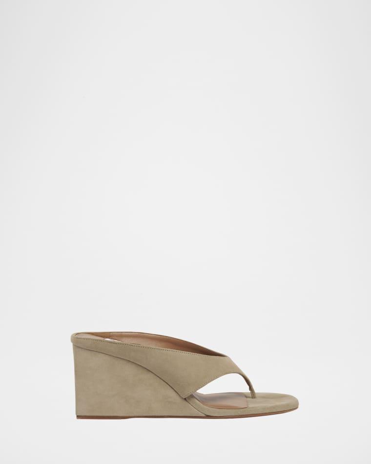 Suede Wedge Thong Sandals by ALAIA