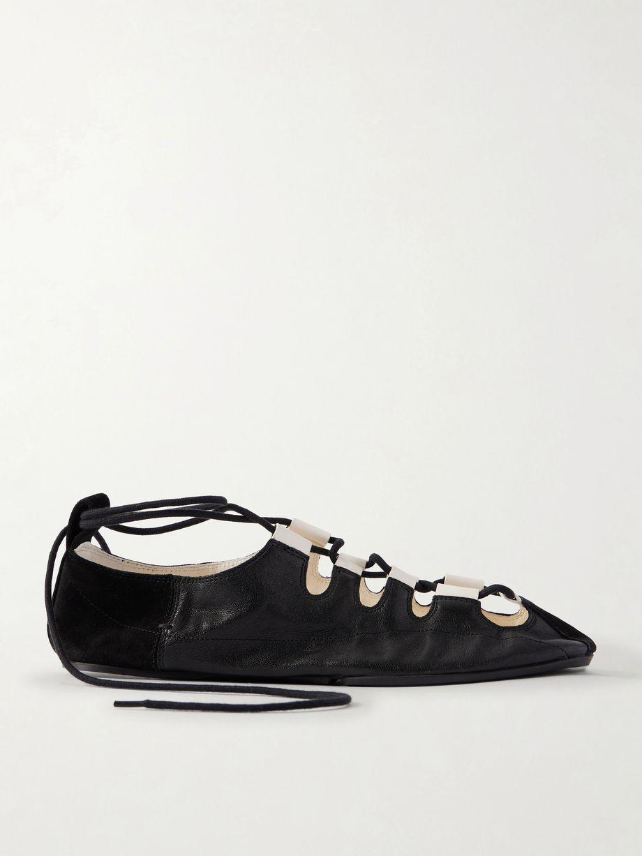 Suede-trimmed leather ballet flats by ALAIA