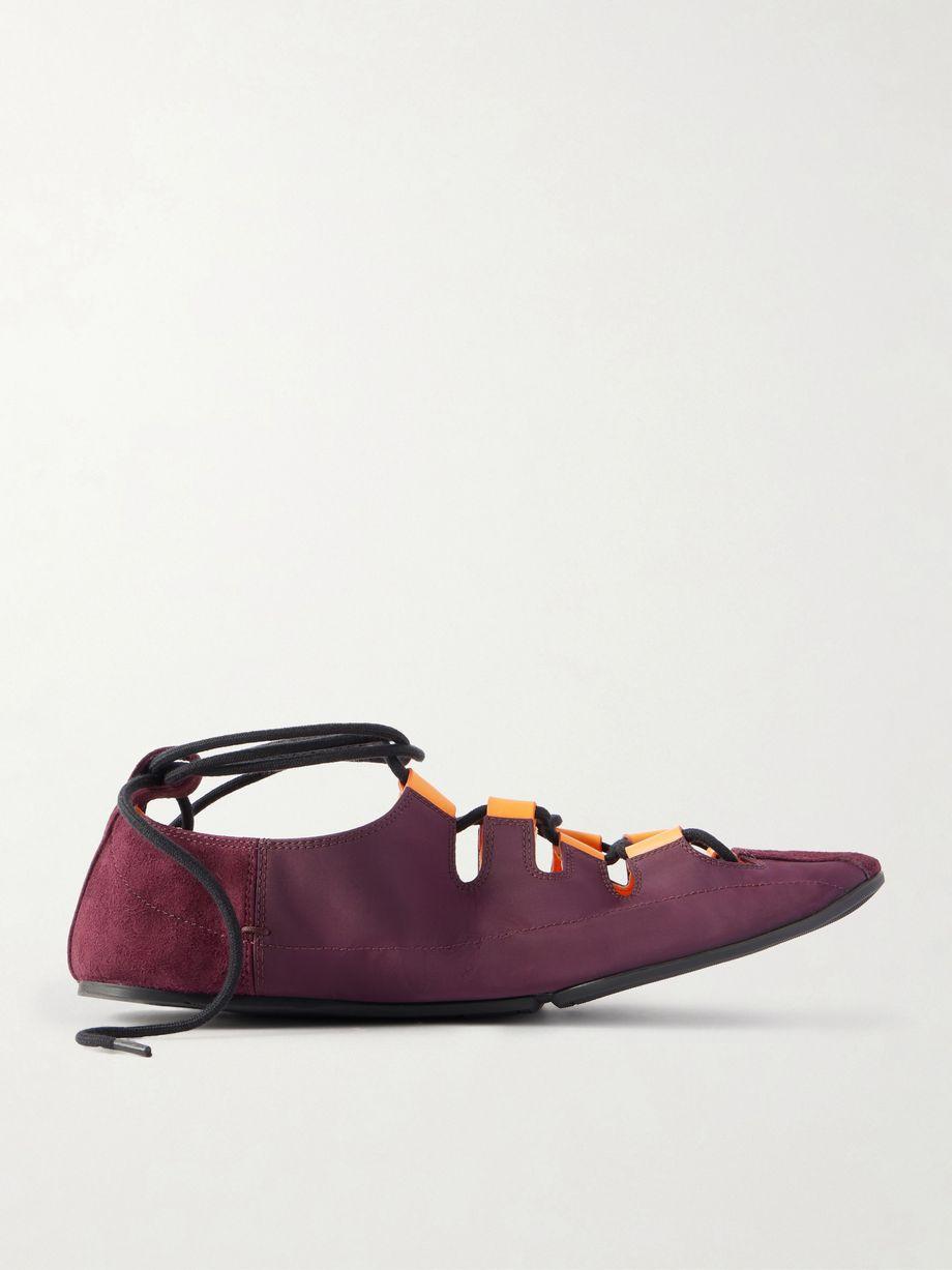 Suede-trimmed shell ballet flats by ALAIA